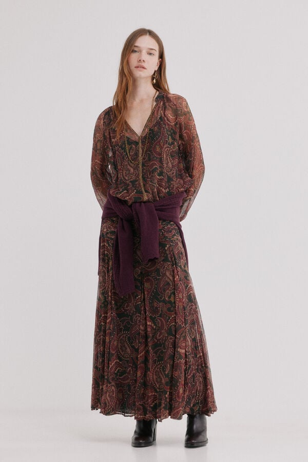 Hoss Intropia Cersei.Blusa fluida estampada Castanho