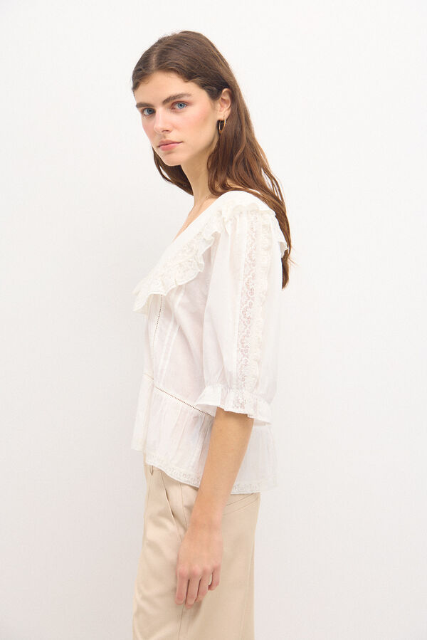 Hoss Intropia Celia. Blusa romántica. Blanco