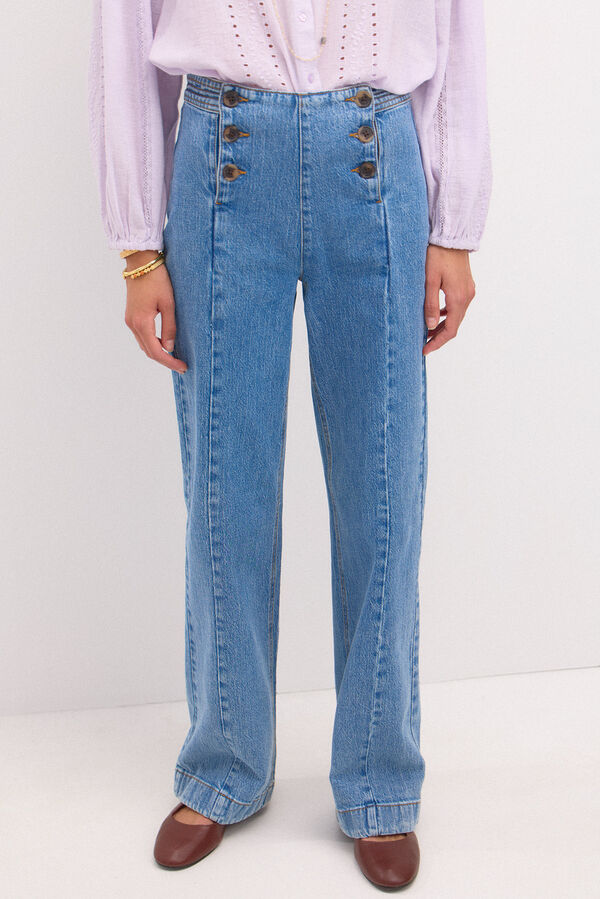 Hoss Intropia Olga. Jeans de perna larga com botões Azul