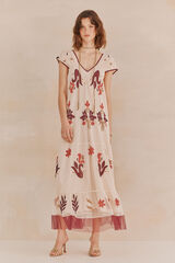 Hoss Intropia Luna. Vestido tul bordado. Beige