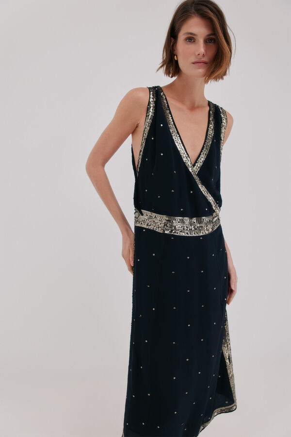 Hoss Intropia Ainara.Vestido de lantejoulas Preto