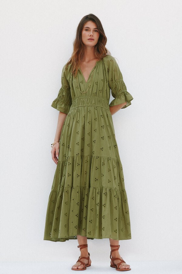 Hoss Intropia Amelia. Vestido perforado Dorado