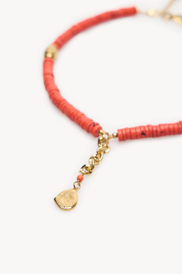 Hoss Intropia Marelin. Collar resina y moneda Coral