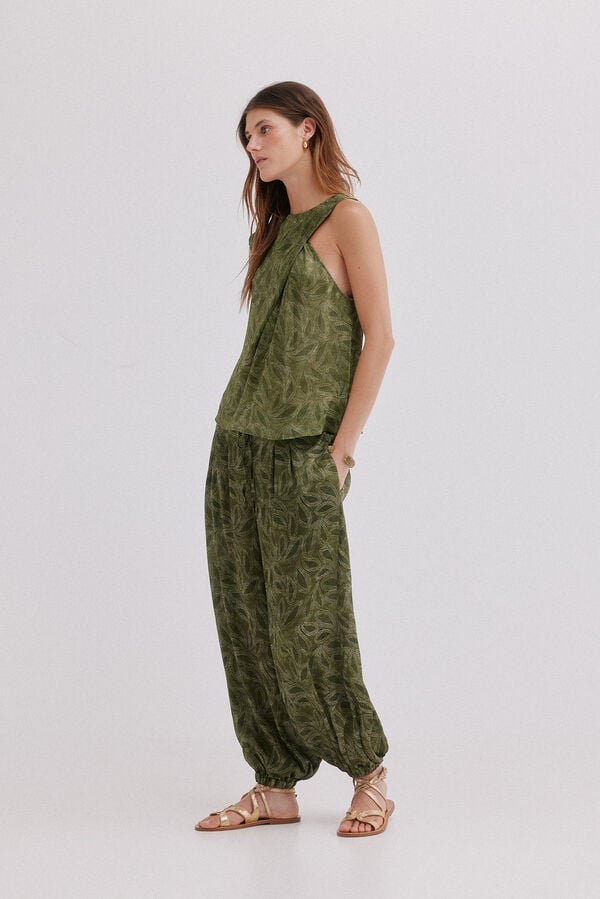 Hoss Intropia Cornelia. Top asim&eacute;trico Estampado Verde