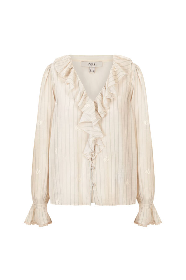 Hoss Intropia Clarisse. Blusa com folhos Ecru