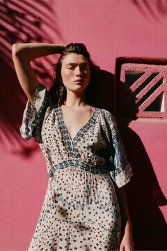 Hoss Intropia Amelia. Vestido bordado. Beige