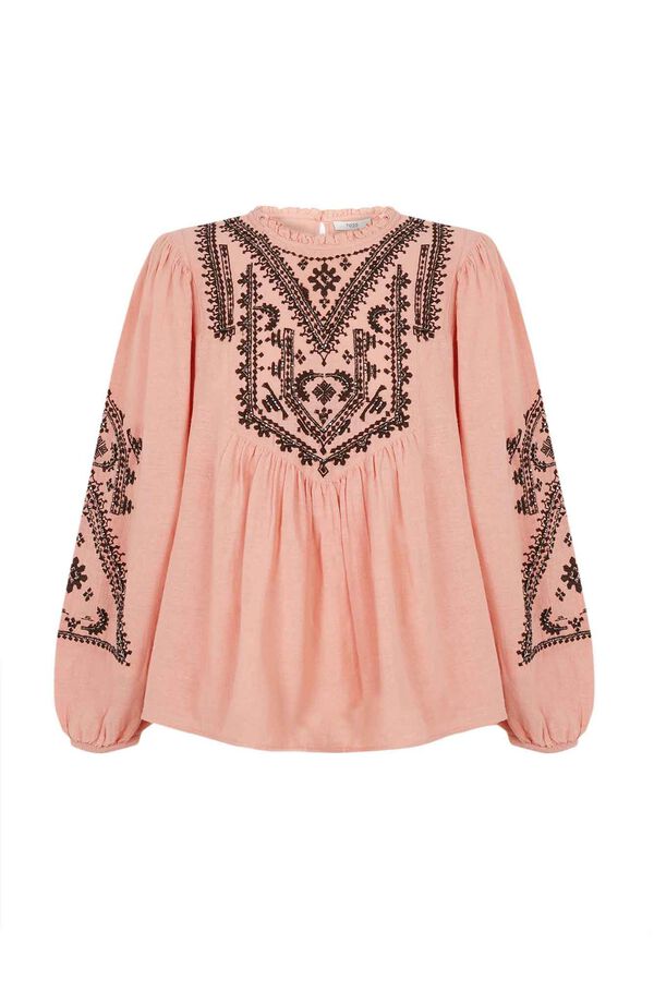 Hoss Intropia Cleo. Blusa bordado étnico. Rosa