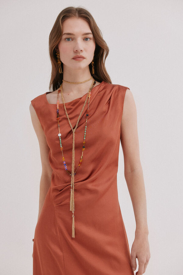 Hoss Intropia Alessia. Vestido midi satinado Rosa