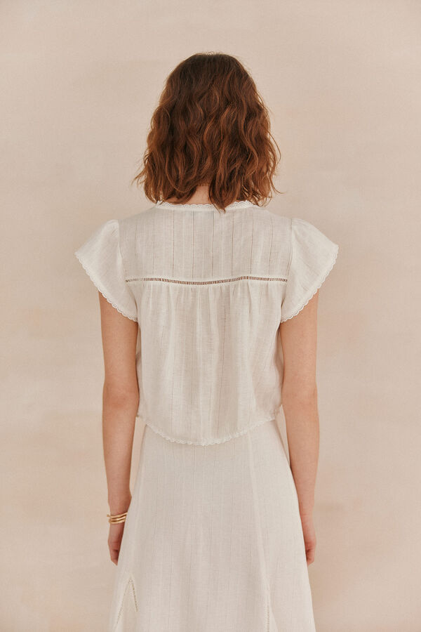 Hoss Intropia Cira. Blusa de lino Marfil