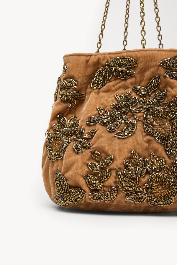 Hoss Intropia Nina. Bolsa de veludo e miçangas Dourado