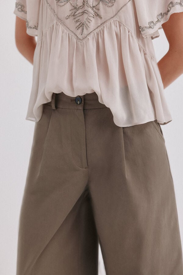 Hoss Intropia Pietra.Pantal&oacute;n pinzas Kaki