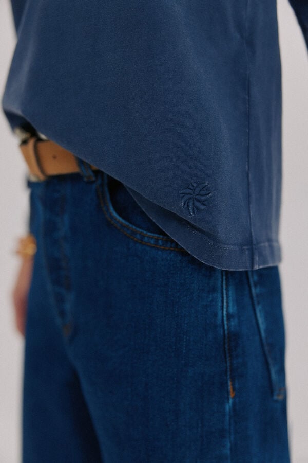 Hoss Intropia Mabel. T-shirt lavagem desbotada Azul