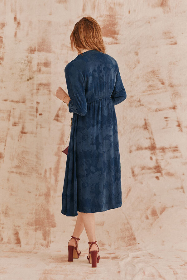 Hoss Intropia Ana. Vestido jacquard. Azul marino