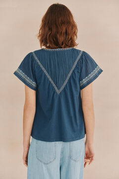 Hoss Intropia Marina. T-shirt bordada Azul