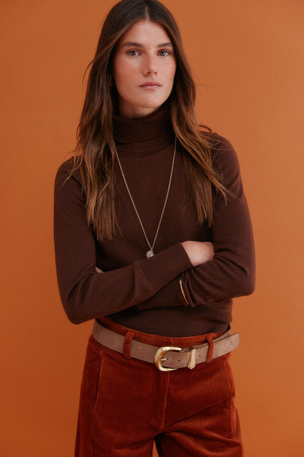 Hoss Intropia Ilse. Jersey cuello vuelto Marron oscuro