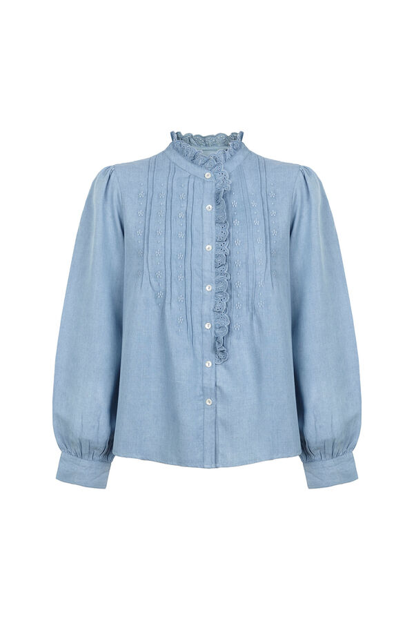 Hoss Intropia Cintia. Blusa com folho na carcela Azul