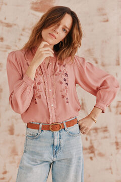 Hoss Intropia Corina. Blusa bordada. Rosa