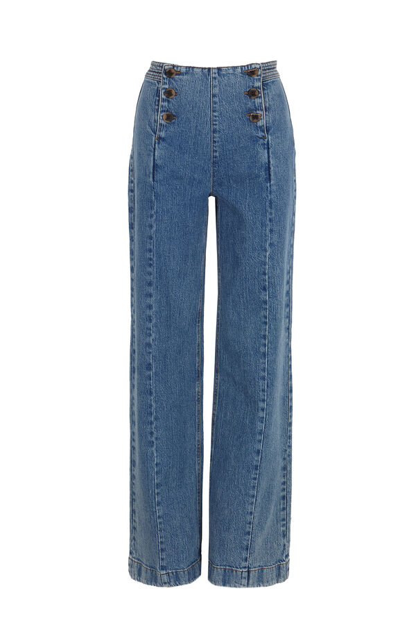Hoss Intropia Olga. Jeans de perna larga com botões Azul