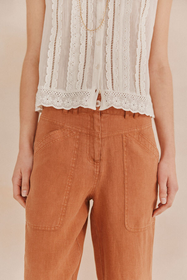 Hoss Intropia Priya.Pantalon lino Marron