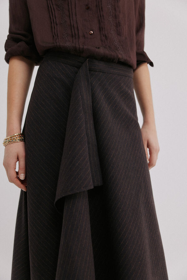 Hoss Intropia Rina. Riscas saia Castanho