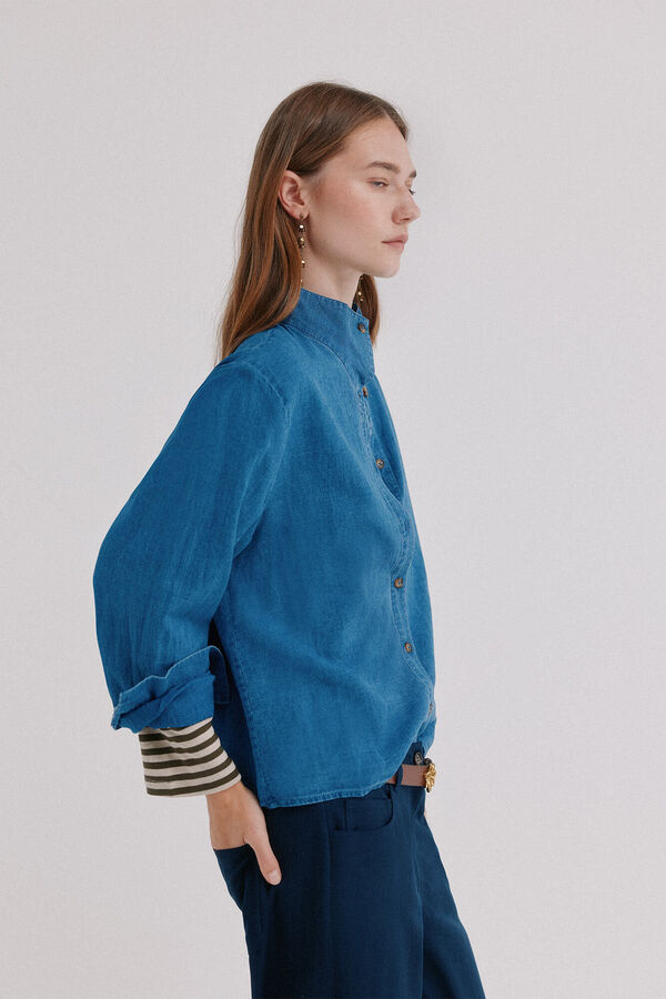 Hoss Intropia Coria. Camisa de ganga Azul
