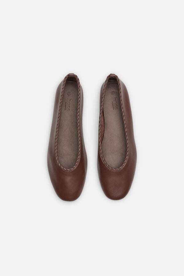 Hoss Intropia M&oacute;nica. Bailarina piel con trenza Marron