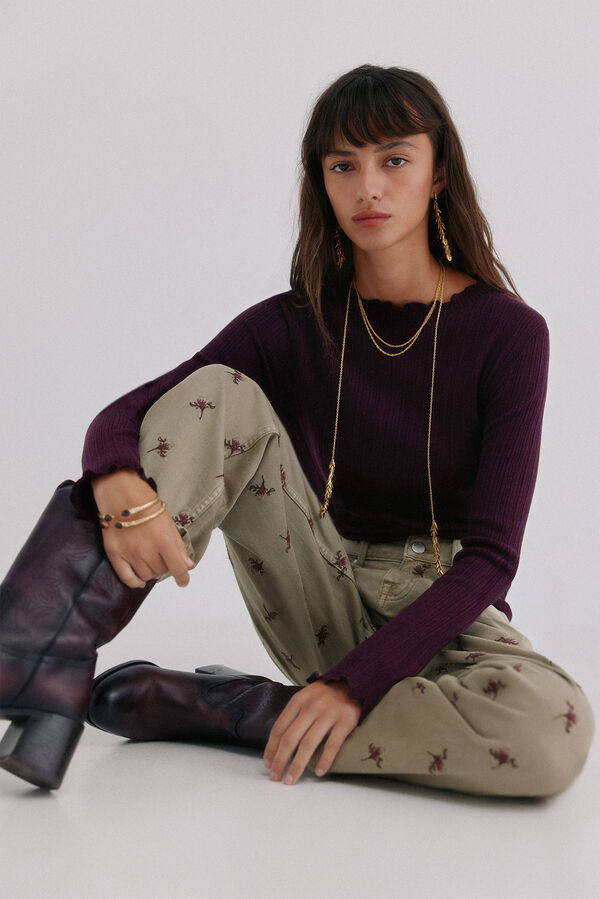 Hoss Intropia Bettina. Calça jeans bordada Castanho