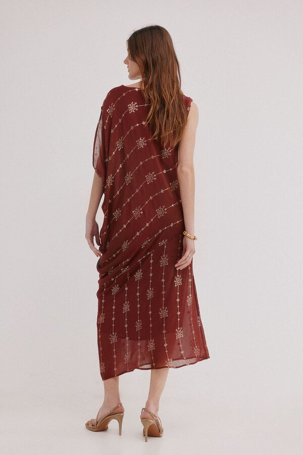 Hoss Intropia Atenea. Vestido largo asim&eacute;trico Granate