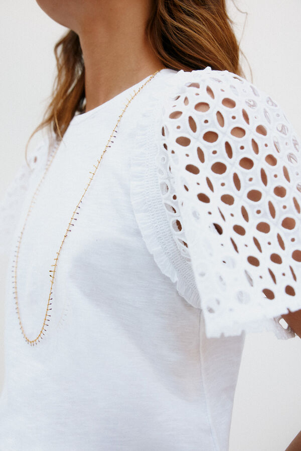Hoss Intropia Mariana. T-shirt com folhos Branco