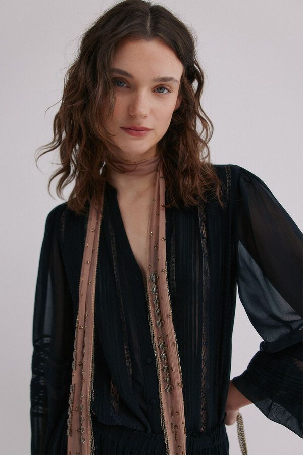 Hoss Intropia Candice. Blusa rom&acirc;ntica Preto