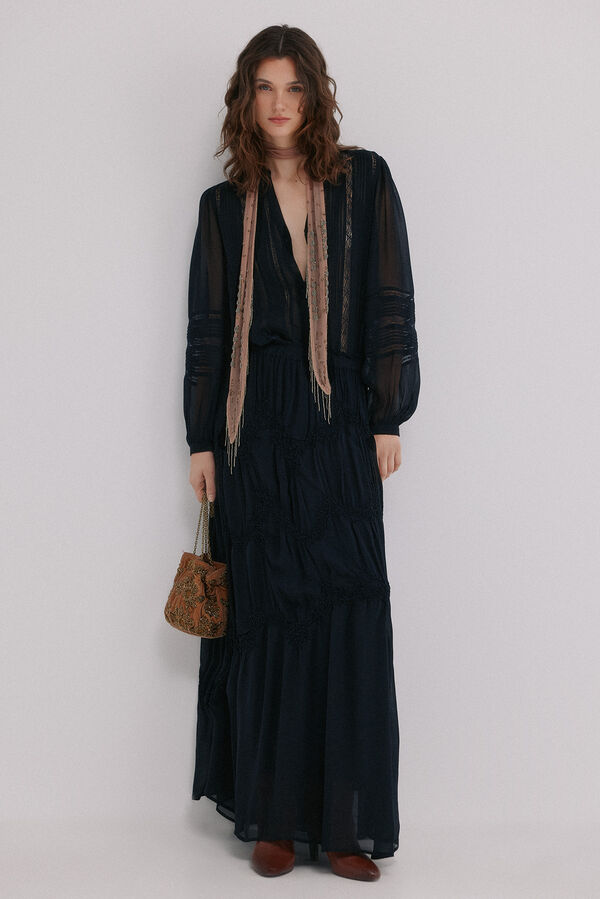 Hoss Intropia Candice. Blusa rom&acirc;ntica Preto