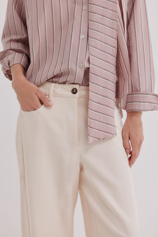 Hoss Intropia Praisa. Pantal&oacute;n de rayas Marfil