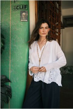 Hoss Intropia Casandra. Blusón bordado. Blanco