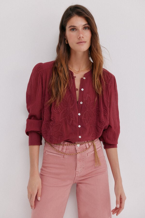 Hoss Intropia Cosima.  Blusa bordada floral Subiu