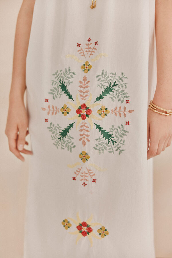 Hoss Intropia Louise. Vestido bordado Marfil
