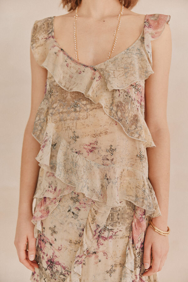 Hoss Intropia Top de lingerie bordado Celeste Beige