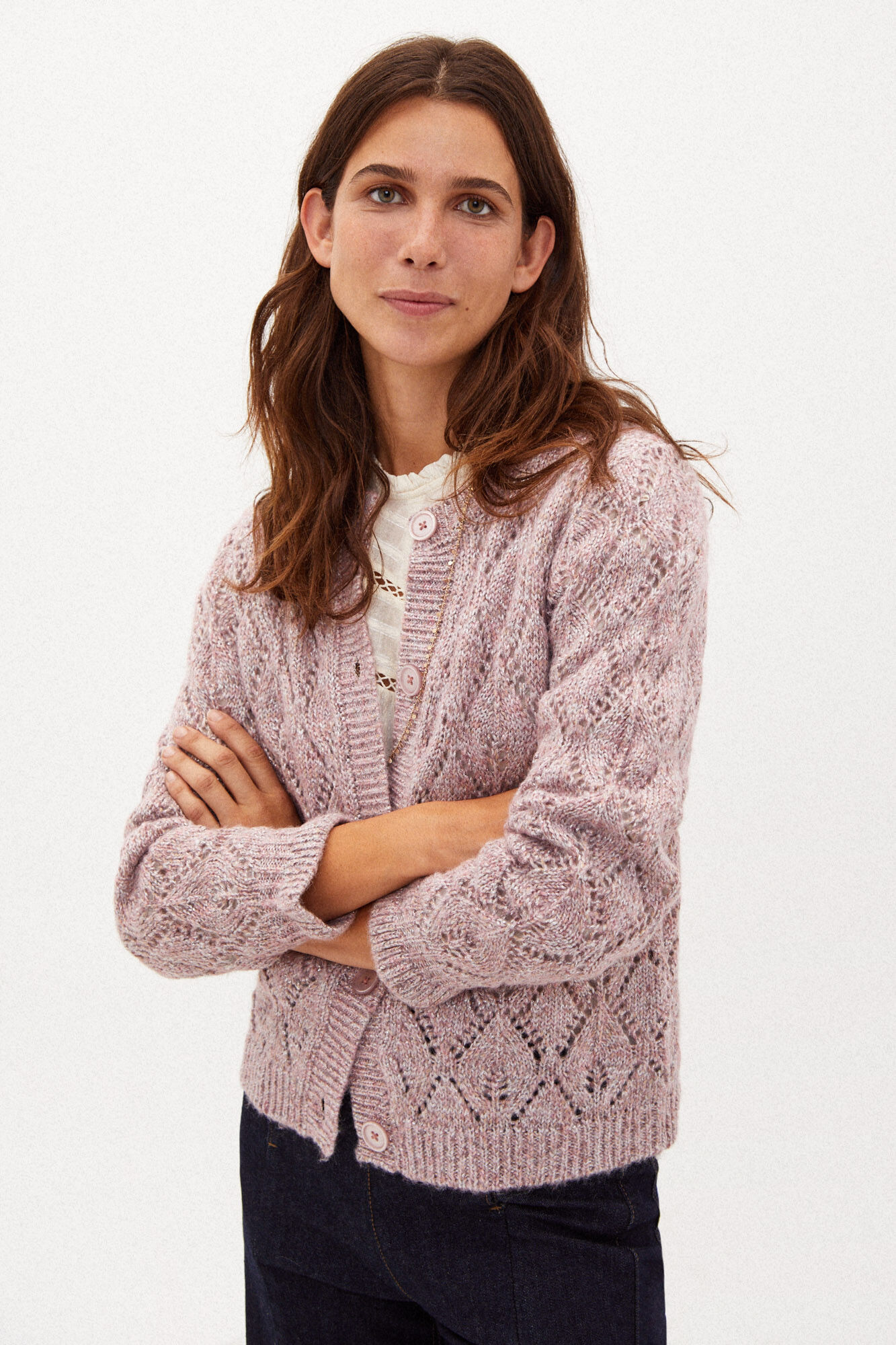 Gisela. Chaqueta de punto calada Ropa de punto de mujer Hoss