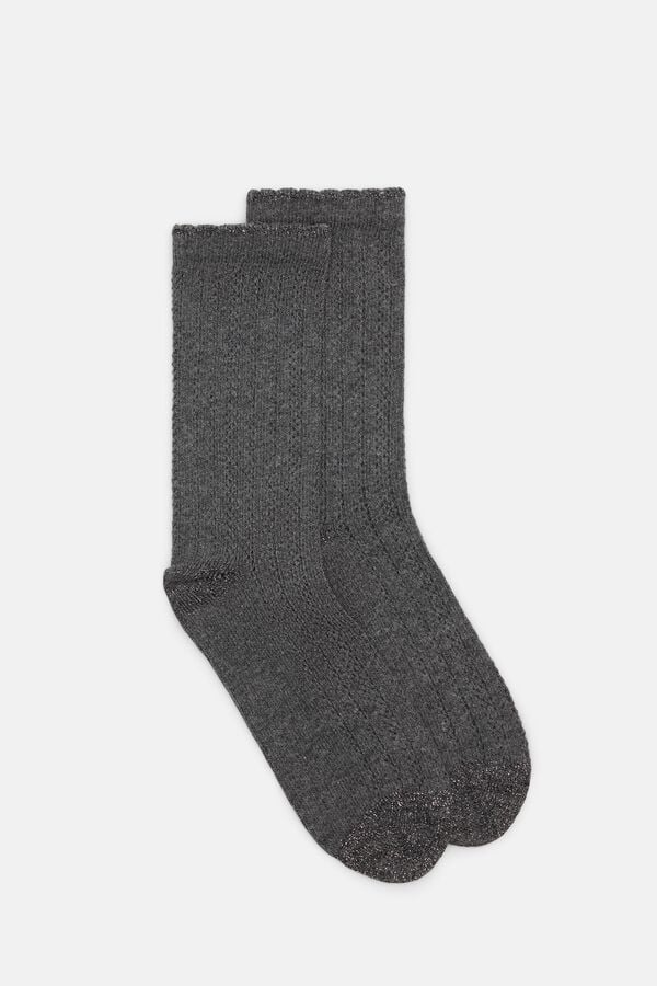 Hoss Intropia Lavinia. Meias rendadas com lurex Cinzento