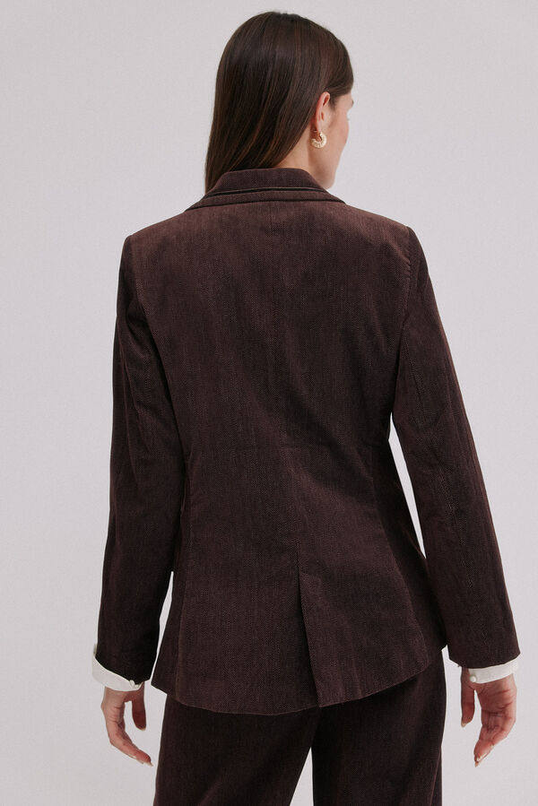 Hoss Intropia Esther. Blazer de veludo cotelê Castanho