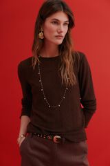 Hoss Intropia Maite. Camiseta con textura Marron oscuro