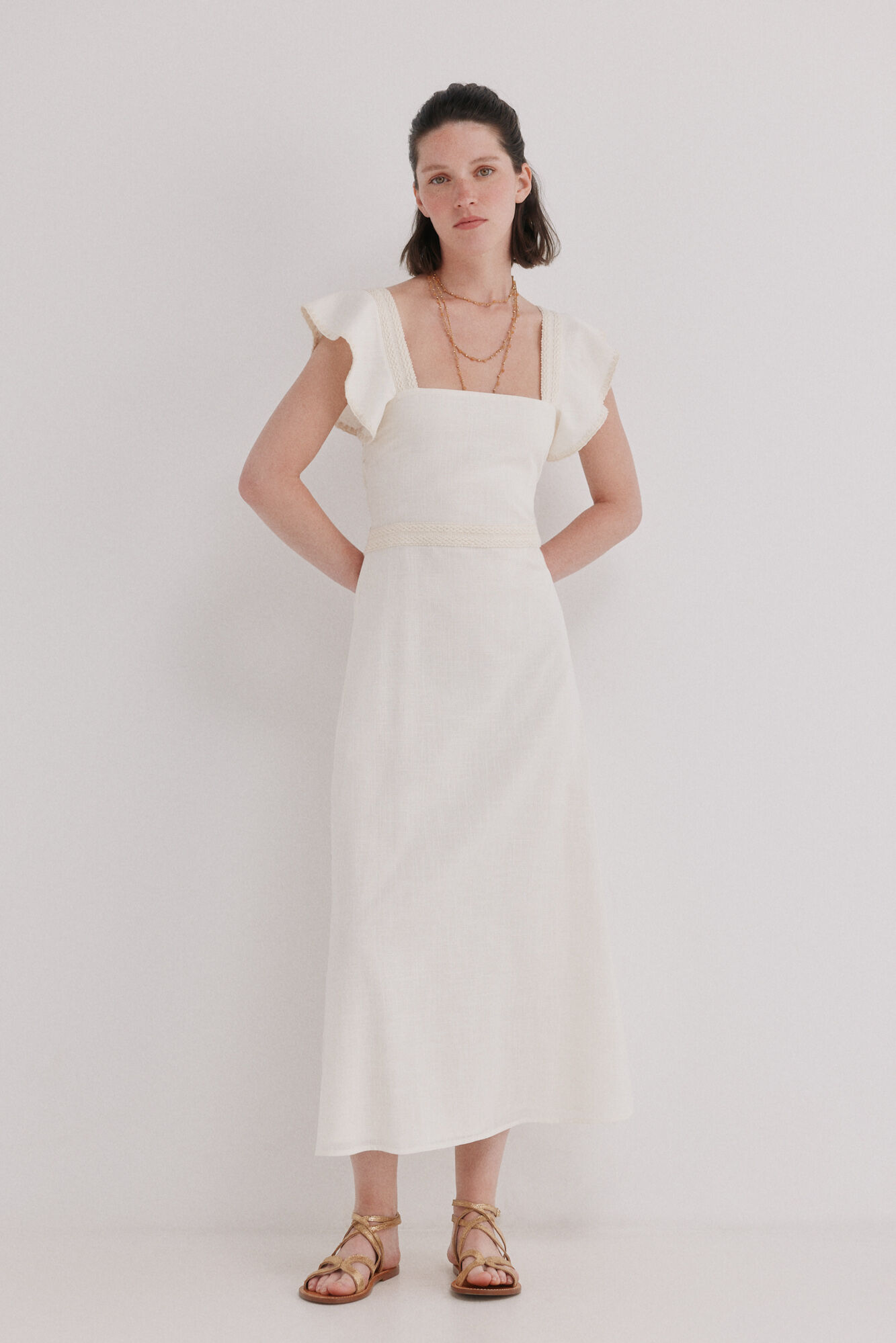 Hoss Intropia Amaya. Vestido midi em algod&atilde;o
