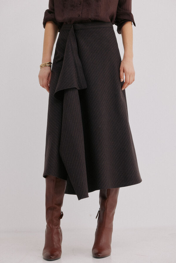 Hoss Intropia Rina. Riscas saia Castanho