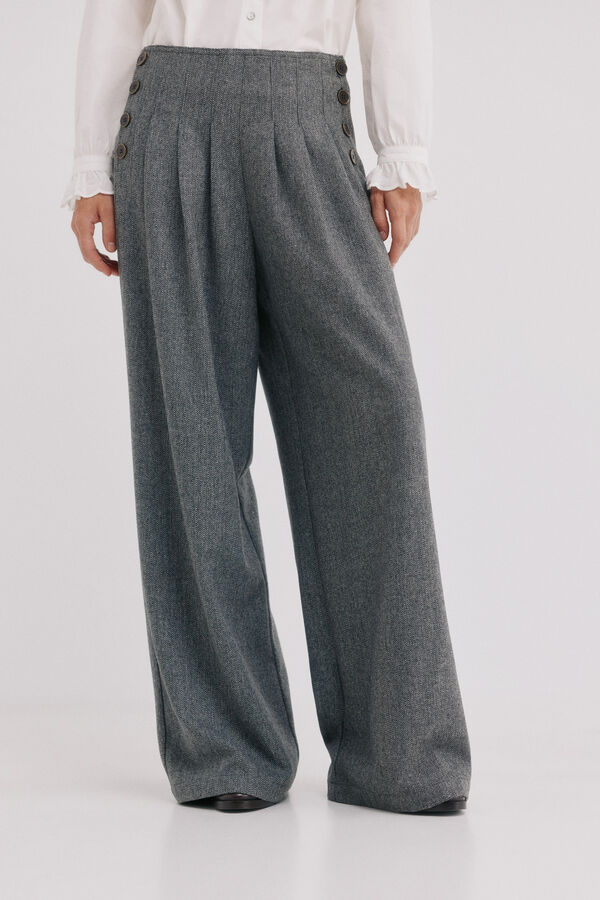 Hoss Intropia Phebe.Pantal&oacute;n botones Gris