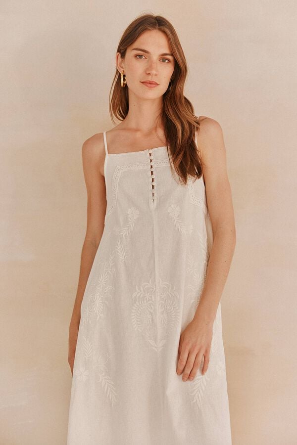Hoss Intropia Lavinia. Vestido bordado Marfil