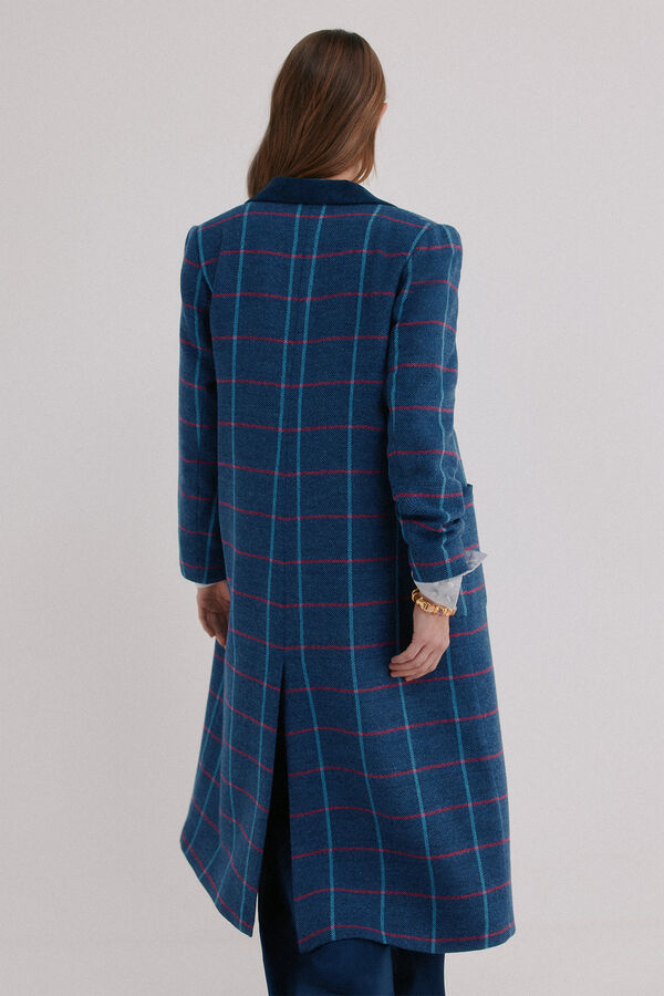 Hoss Intropia Felicia. Casaco comprido aos quadrados Azul