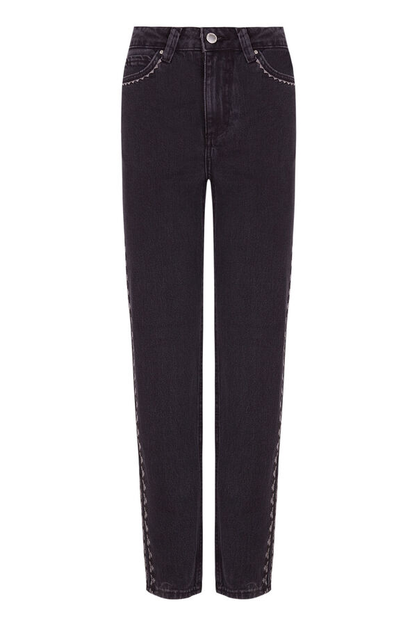 Hoss Intropia Olena. Mom jeans com bordado Preto