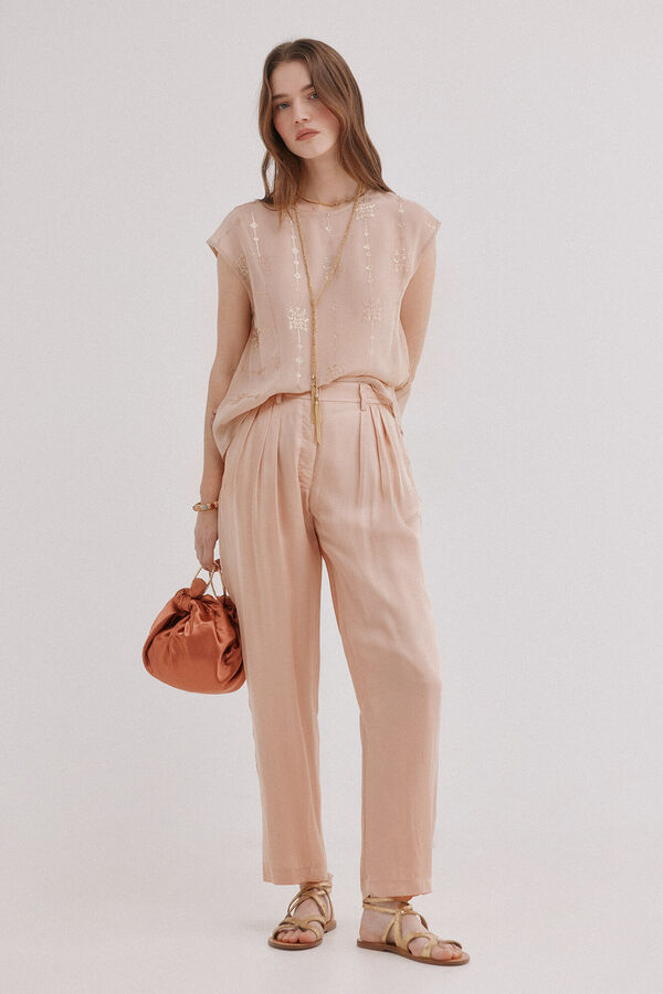 Hoss Intropia Pearl. Pantal&oacute;n flu&iacute;do satinado Rosa