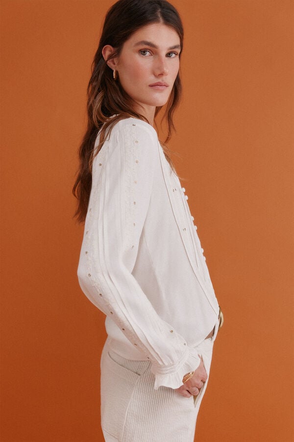 Hoss Intropia Covadonga. Blusa bordada Marfil