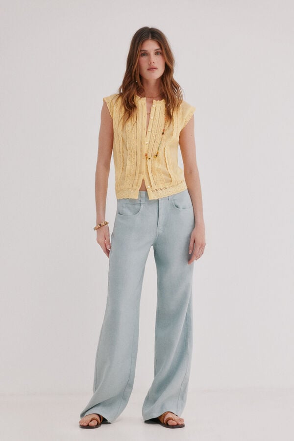 Hoss Intropia Paupa. Pantal&oacute;n de lino Azul