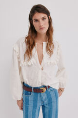 Hoss Intropia Celia. Blusa romântica Ecru